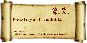 Maczinger Klaudetta névjegykártya